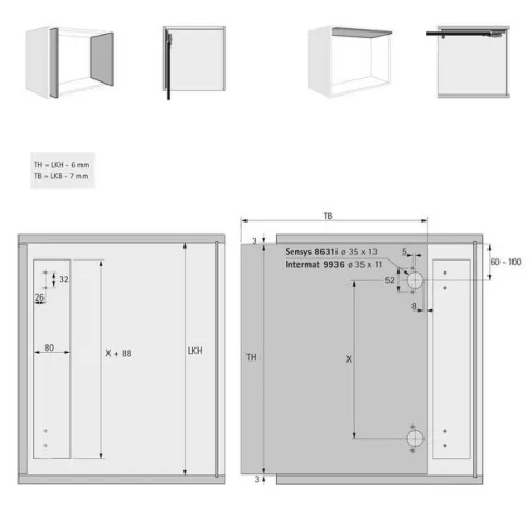 KA 5740 /  650 mm tokba rejthető ajtó rendszer