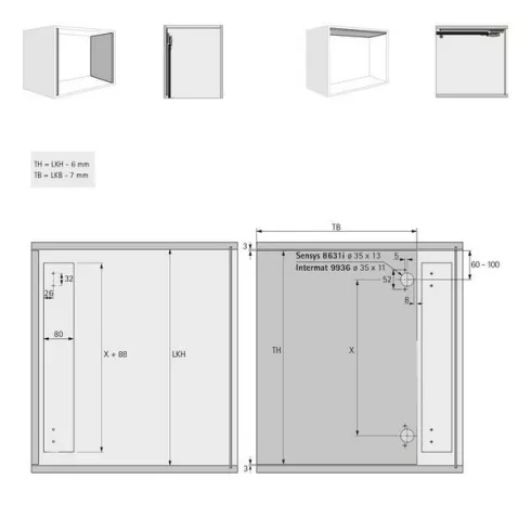 KA 5740 /  650 mm tokba rejthető ajtó rendszer