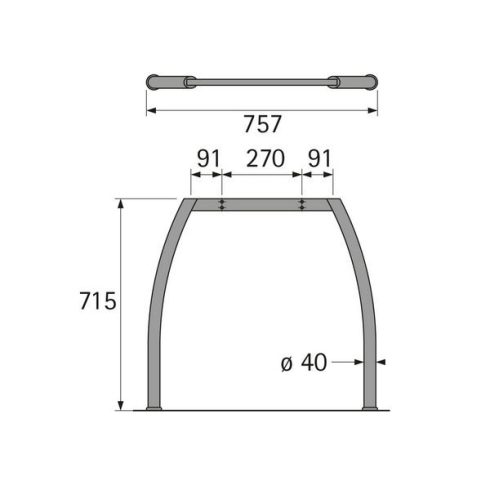 2 lábas keret, ívelt, 715 mm