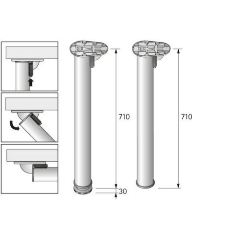 Jengo, ø 50 mm x 710 mm - 740 mm, bordázott