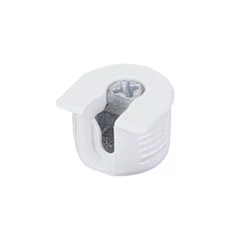 Excentrikus összekötő vasalat VB 35 M / 16 a 16 mm polcokhoz bordázott, fehér