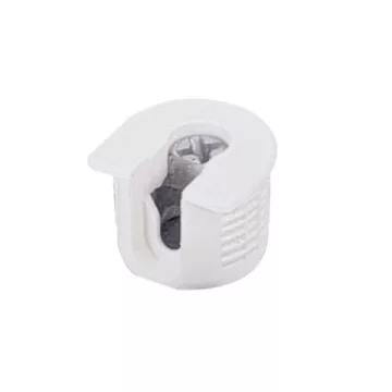   Excentrikus összekötő vasalat VB 35 M / 19 a 19 mm polcokhoz bordázott, fehér