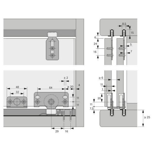 SlideLine 56 sín- és vezetőprofil, 3000 mm, fekete eloxált