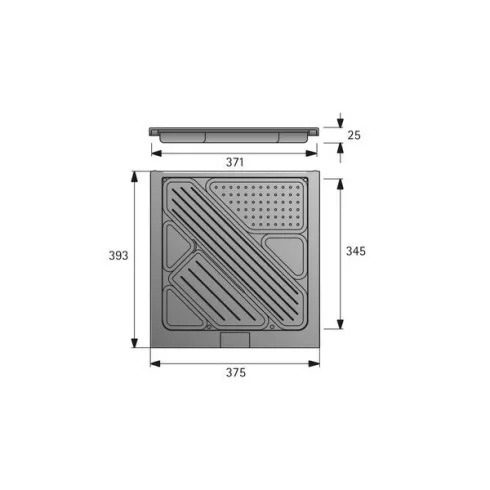 Írószertartó tálca, magasság 25 mm, EB 380 mm / 392 mm, alumínium imitáció