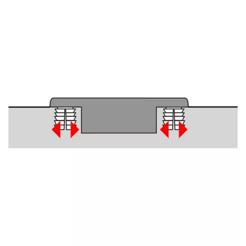 110° Intermat pánt (Intermat 9943), közézáródó, Nyitásszög 110°, TH-furatkép 52 x 5,5 mm, szétnyíló dübellel (ø 10 x 11)
