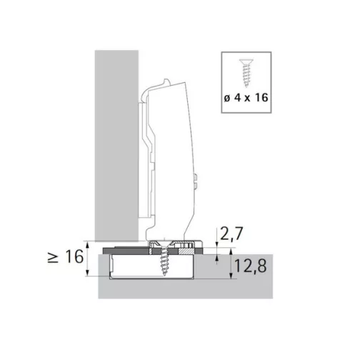 Adapter a furat mélység csökkentésére, A TH / TS furatkiosztáshoz, vastagság 2,7 mm