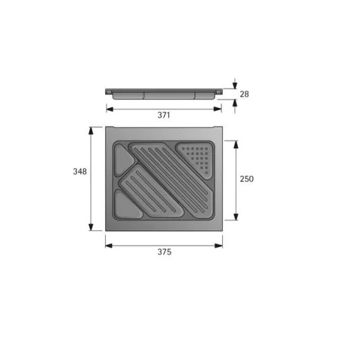 Írószertartó tálca, magasság 28 mm, EB 380 mm / 392 mm, alumínium imitáció