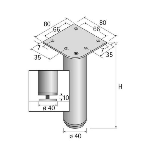 Bútorállvány Lano RO, 120 mm ezüst eloxált
