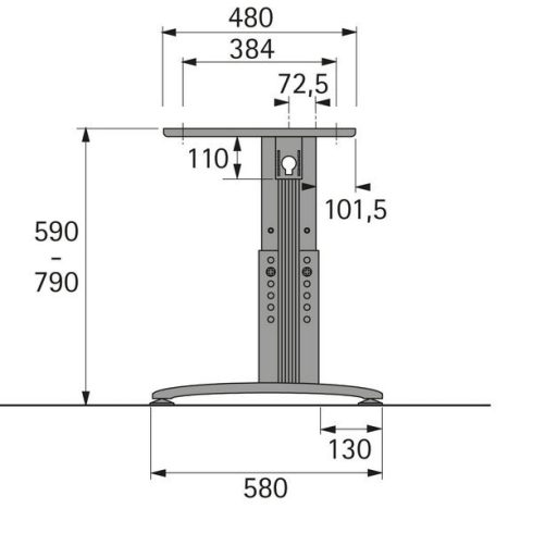 C csatlakozó láb magasságállítással, bal