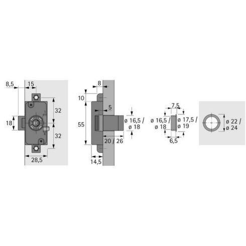 Hengeres espagnolette zár, Prestige 2000 Z25, ø 16,5mm, csavaros szereléshez, 15 mm, 20 mm