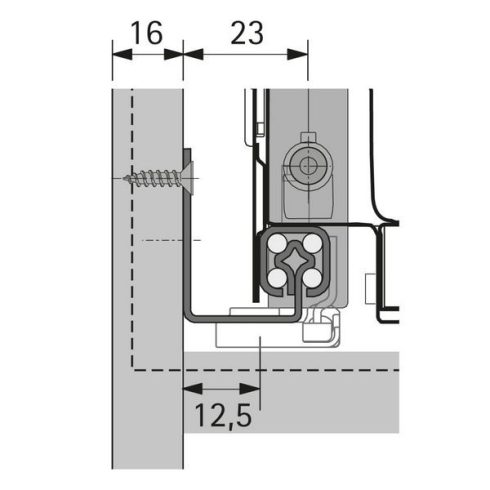 Quadro 25 Silent System, 300 mm, EB 12,5 (szekrénytest oldallap vastagság 16 mm), terhelhetőség 25 kg, bal és jobb