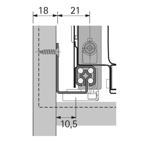 Quadro 25 Silent System, 350 mm, EB 10,5 (szekrénytest oldallap vastagság 18 mm), terhelhetőség 25 kg, bal és jobb