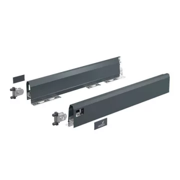   ArciTech Fiók oldalprofil készlet, Fiók oldalprofil magassága 94 mm x NL 400 mm, antracit, bal és jobb