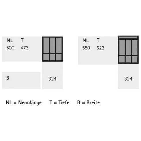 OrgaTray 470, 500 mm, fehér
