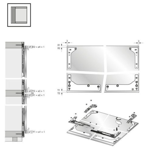 SlideLine M Profil készletek: 2 profil, Profil magasság 18 mm, Hosszúság 4000   mm