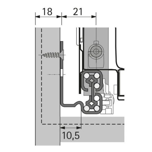 Quadro V6+ Silent System, 300 mm, EB 10,5 (szekrénytest oldallap vastagság 18 mm), terhelhetőség 40 kg, jobb