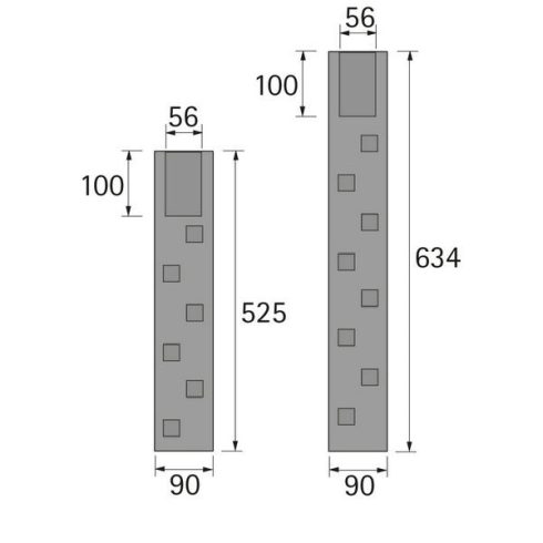 Négyzet alakú fedőlap, 634 mm