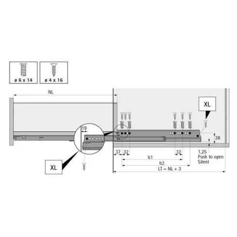AvanTech YOU Fiók oldalprofil készlet, magasság 139 mm x NL 550 mm, antracit, bal és jobb