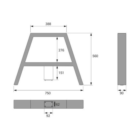 Steelforce Design íróasztal láb A, fekete